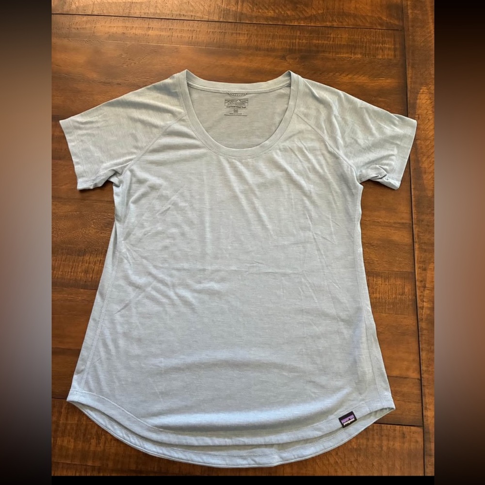 Patagonia Light Blue Scoop-Neck Short Sleeve Tee
